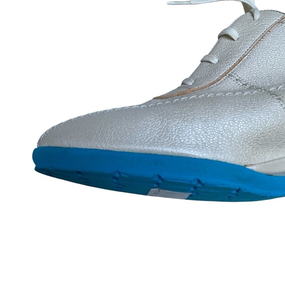 Thierry Rabotin Metallic Leather Wedge Sneakers Blue Sole Made in Italy Size 39 - Picture 9 of 12